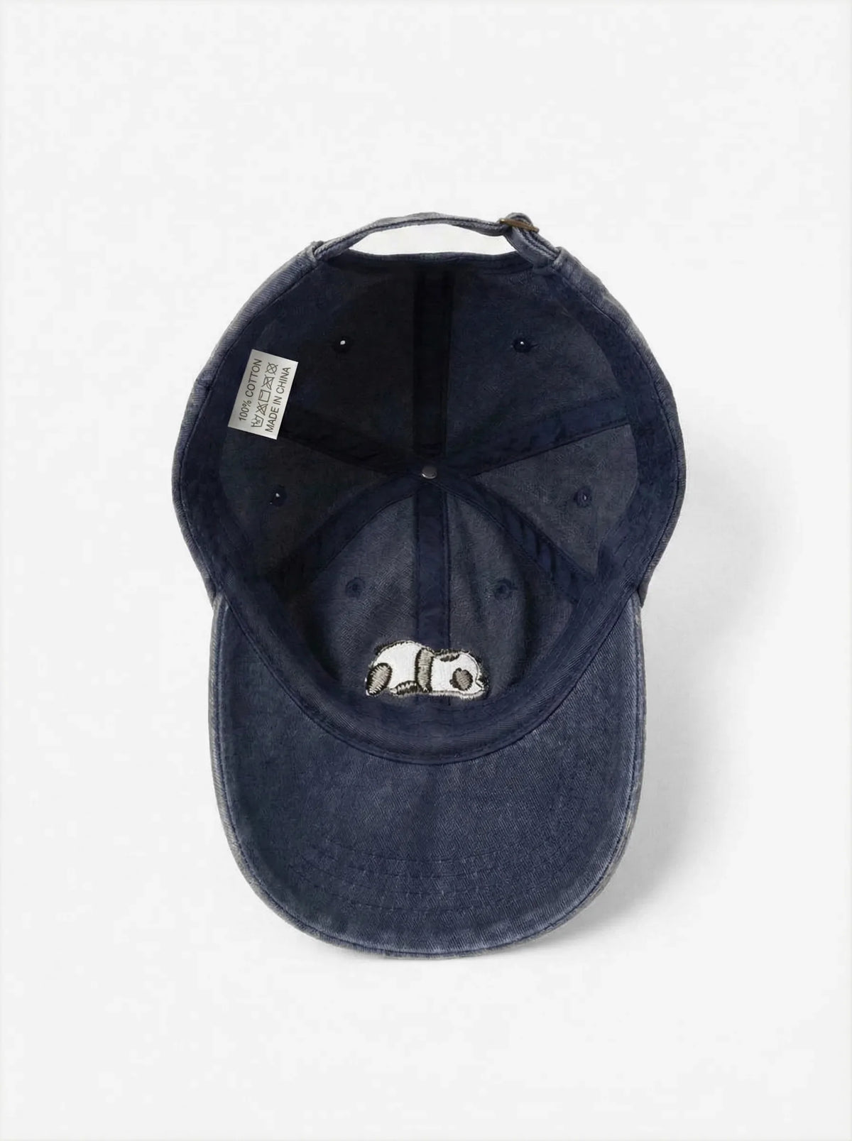 Lazy Panda dad hat in Blu navy, inside view with label