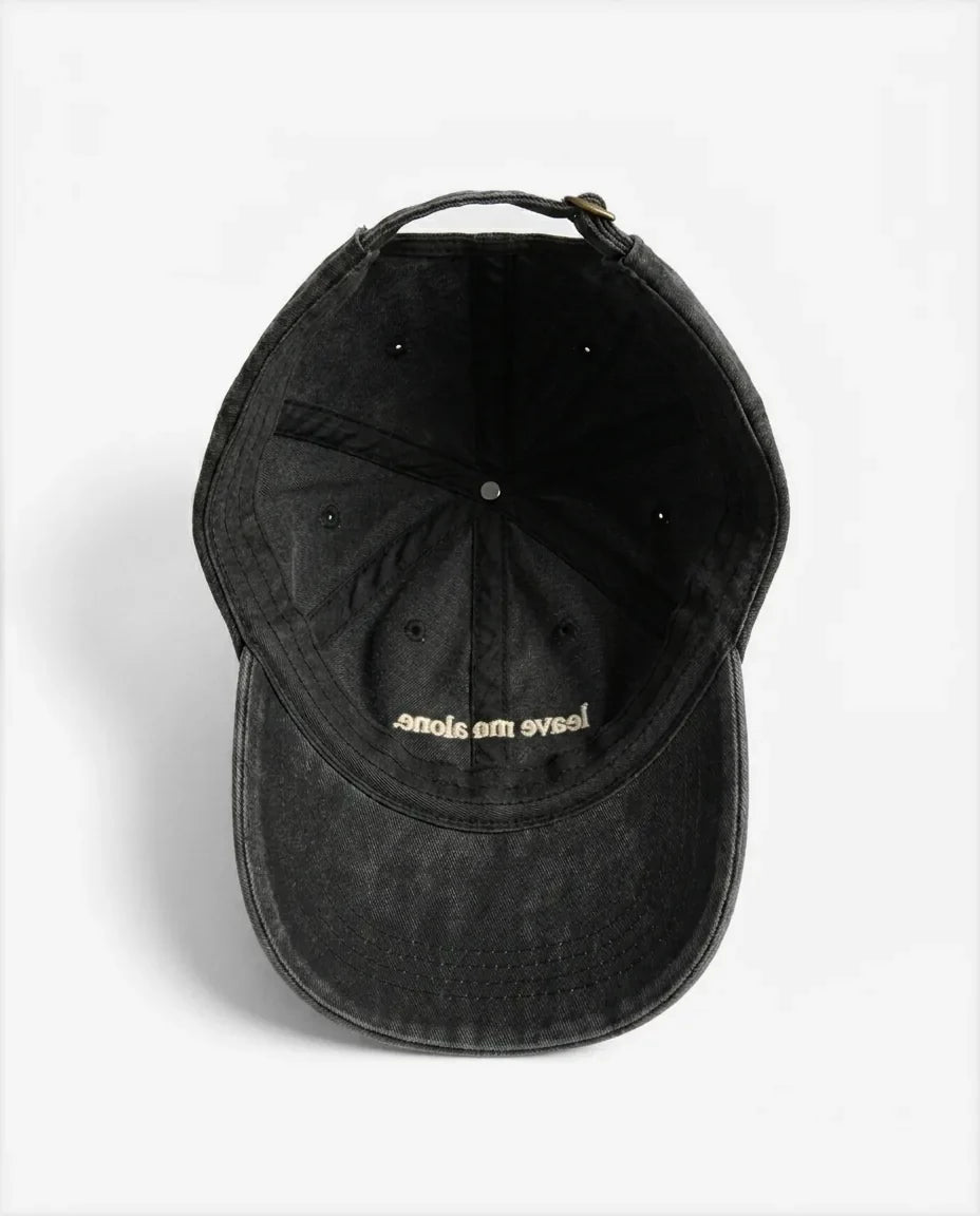Leave me alone. dad hat in Black, inside view with label