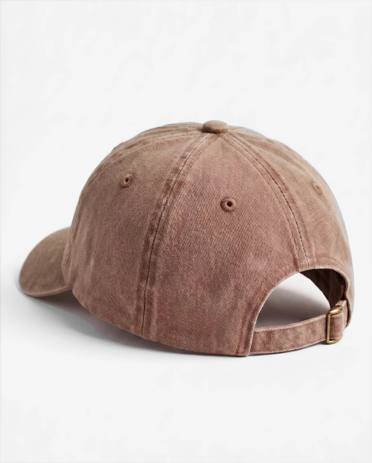 The Cactus dad hat in Kaki, back view with brass buckle strap
